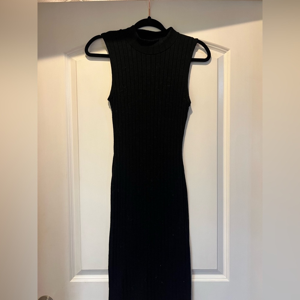 Adam Levine Collection Black Ribbed Midi Dress
